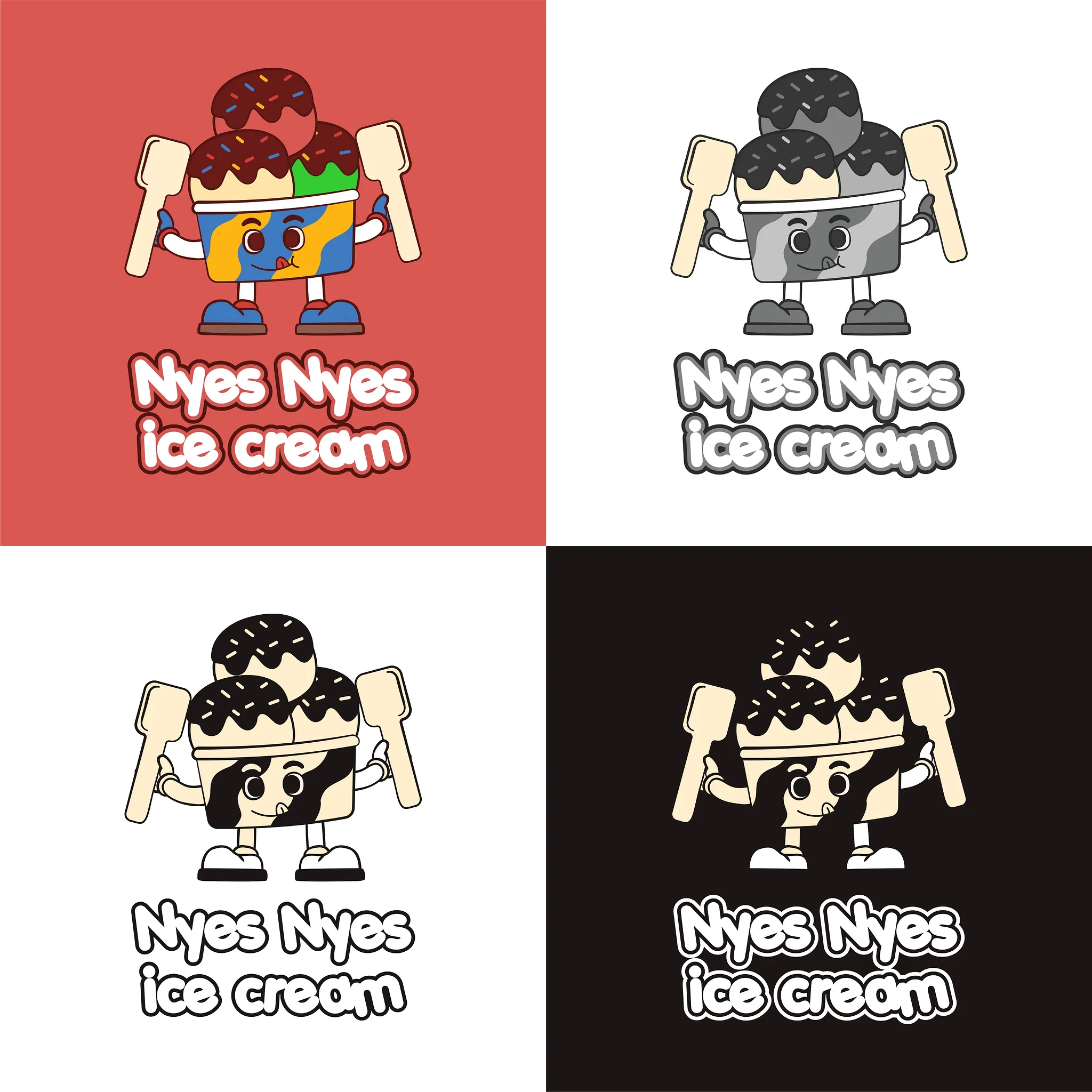 Nyes Nyes ice cream logo design concept